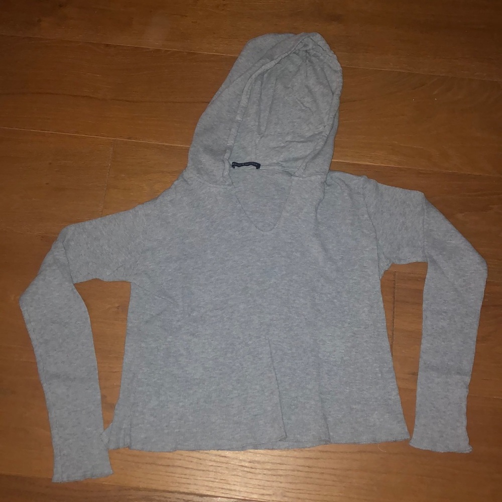 Brandy Melville Waffle Gray Cropped Sweatshirt